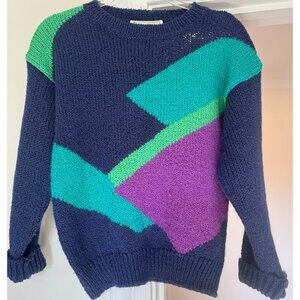 Vintage 80s Private Party Colorblock Sweater S